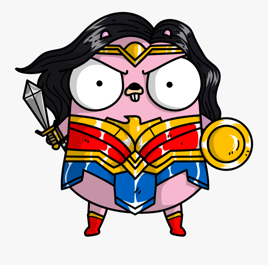 Gopher Golang Wonder Woman, Transparent Clipart
