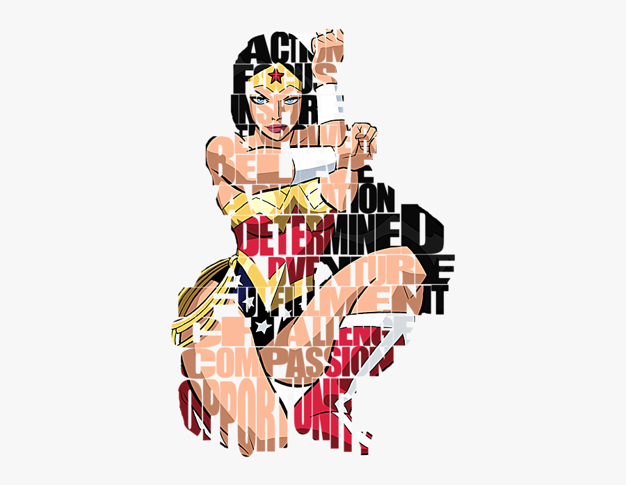 Wonder Woman Words, Transparent Clipart