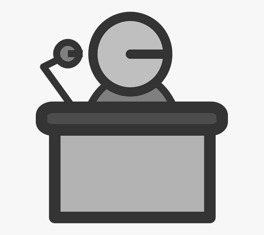 Speaker, Desk, Employee, Presented, Talk, Microphone - Clipart Impress, Transparent Clipart