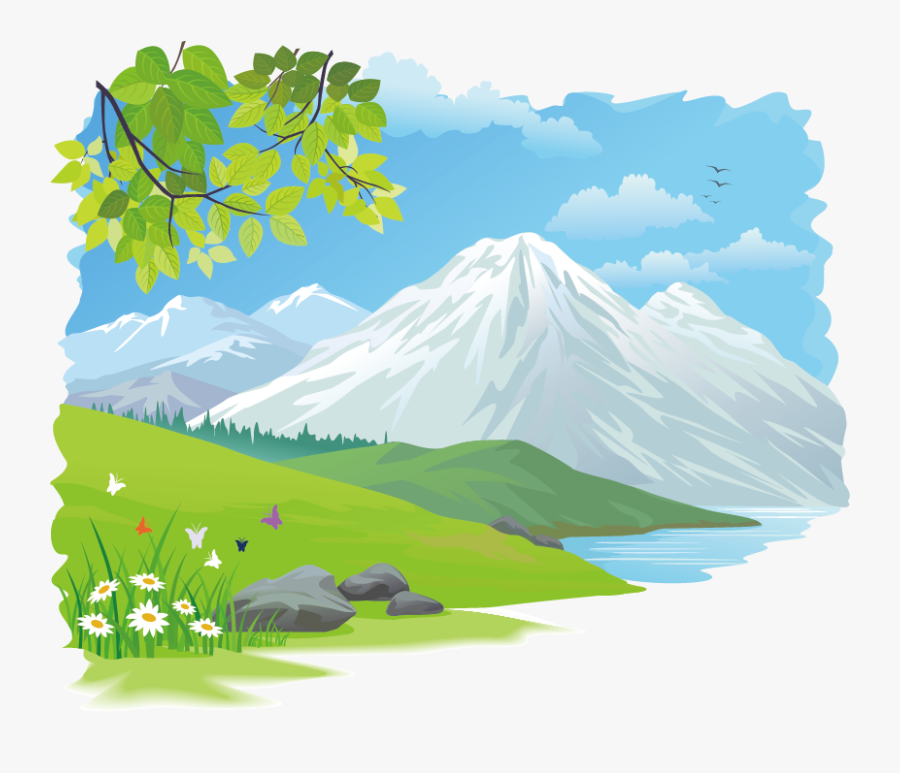 Drawing Clip Art Beautiful - Tree With Scenery Vector, Transparent Clipart