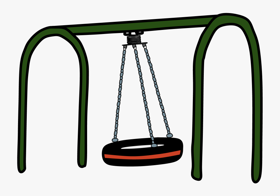 Tire Swing, Red Stripe, Chains, Green Arch - Swing, Transparent Clipart
