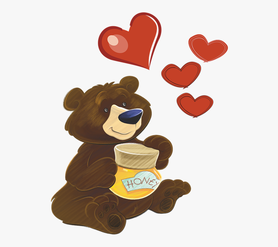 Bear, Heart, Honey, Love, Nature, Pink, Clip, Art - Bear Moral Stories In Hindi, Transparent Clipart