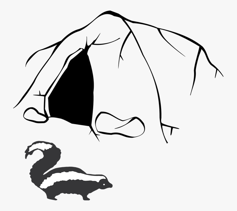 Stinky Skunk Smell Cave Nature Animals - Cave Clipart Black And White, Transparent Clipart