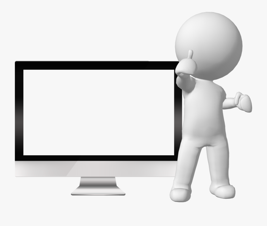 Output Device,computer Monitor Accessory,display Device,technology,clip - 3d Man Computer Png, Transparent Clipart