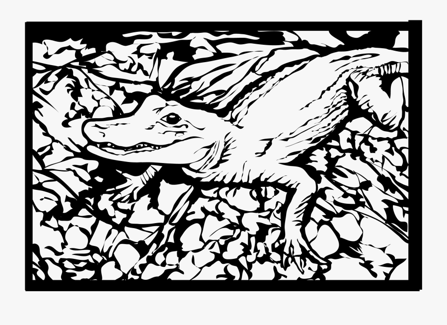 Black And White Alligator Vector Clip Art - Illustration, Transparent Clipart