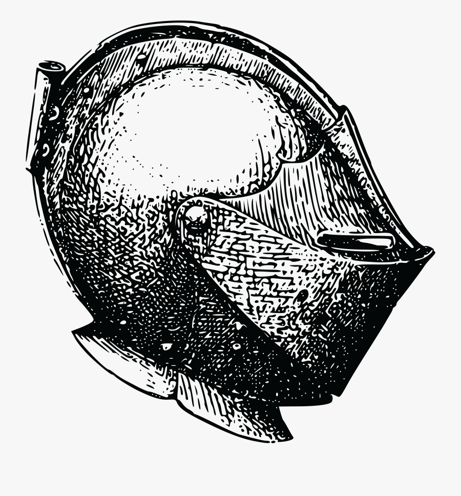 Transparent Knight Helmet Clipart Black And White - Middle Age Helmet Drawing, Transparent Clipart