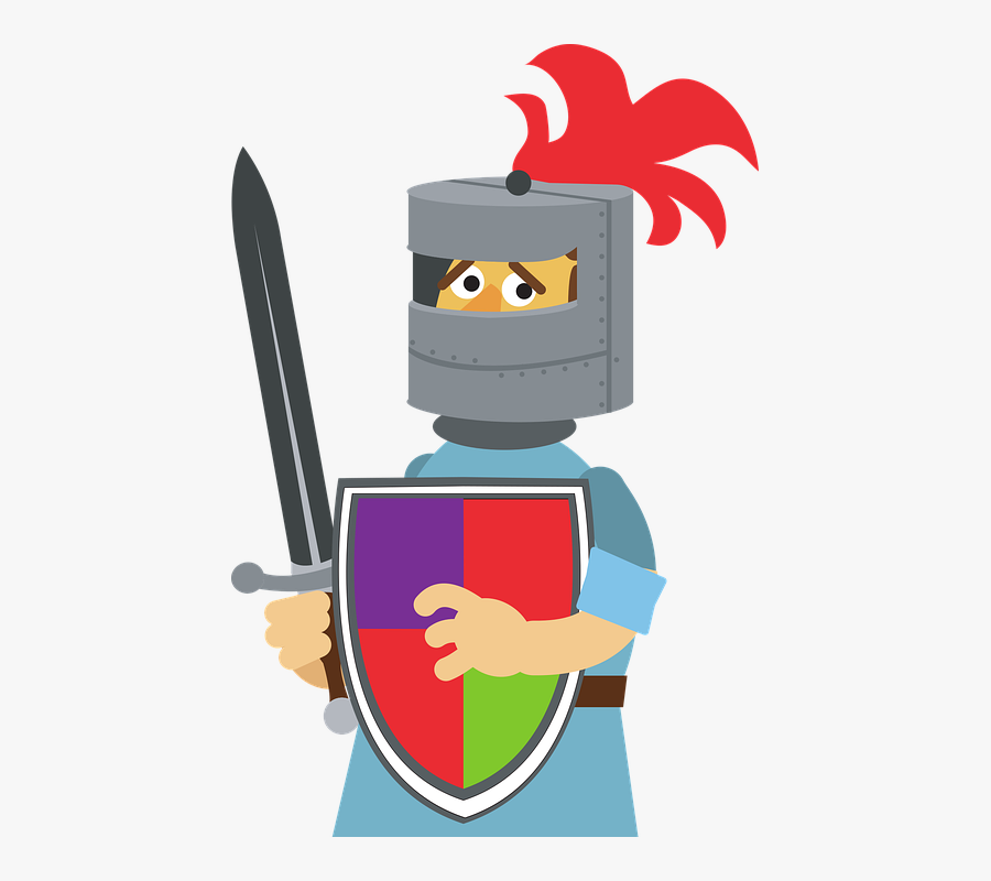 Knight, Sword, Warrior, Fantasy, Weapon, Shield, Helm - Cartoon, Transparent Clipart