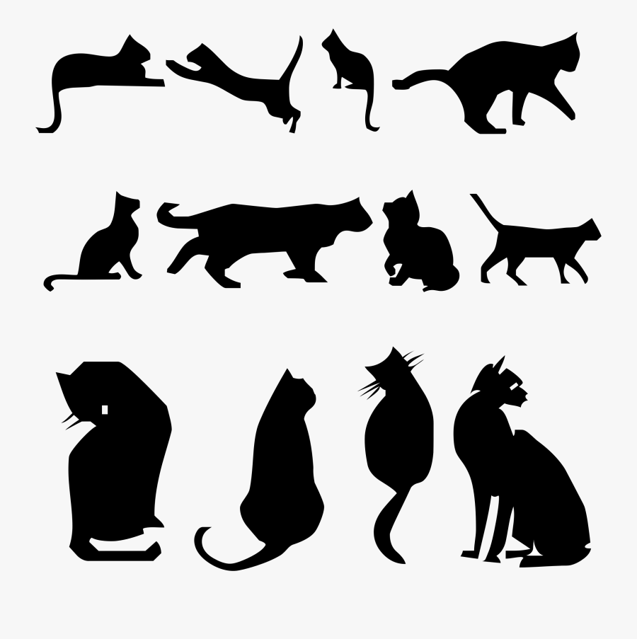 Wildlife,silhouette,paw - Silhouette Cat Kitten Clipart, Transparent Clipart