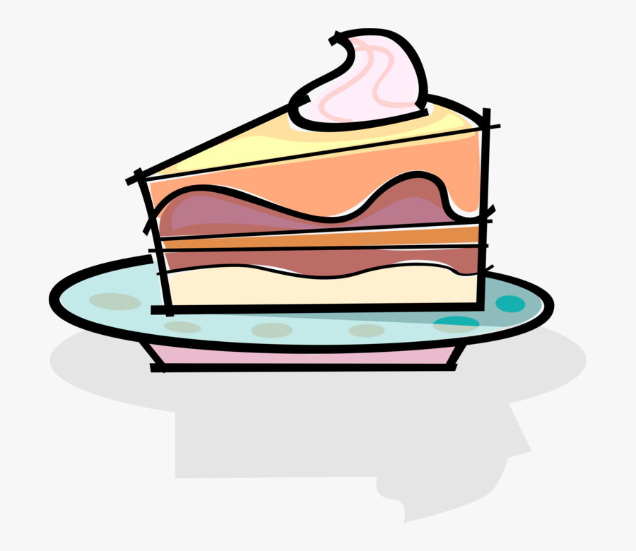 Vector Illustration Of Slice Of Dessert Cake On Plate - Slice Cake Vector Png, Transparent Clipart