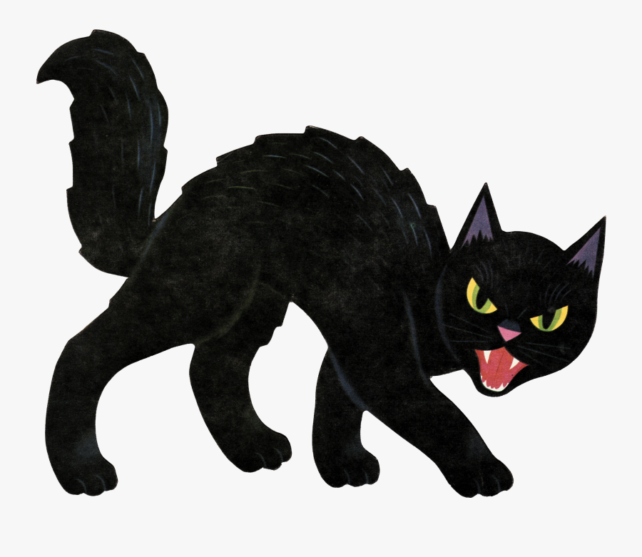 Halloween Kitten Clipart - Scary Halloween Black Cat, Transparent Clipart
