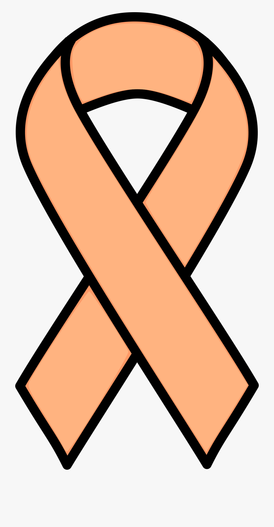 Peach Uterine Cancer Ribbon - Clip Art Breast Cancer Ribbon, Transparent Clipart