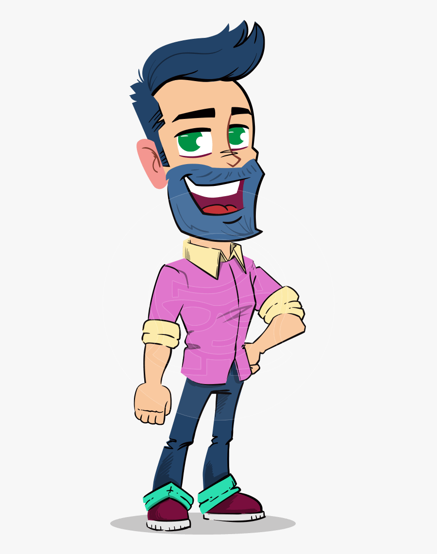 Simple Style Cartoon Of A Man With Beard - Man With Shirt Cartoon, Transparent Clipart