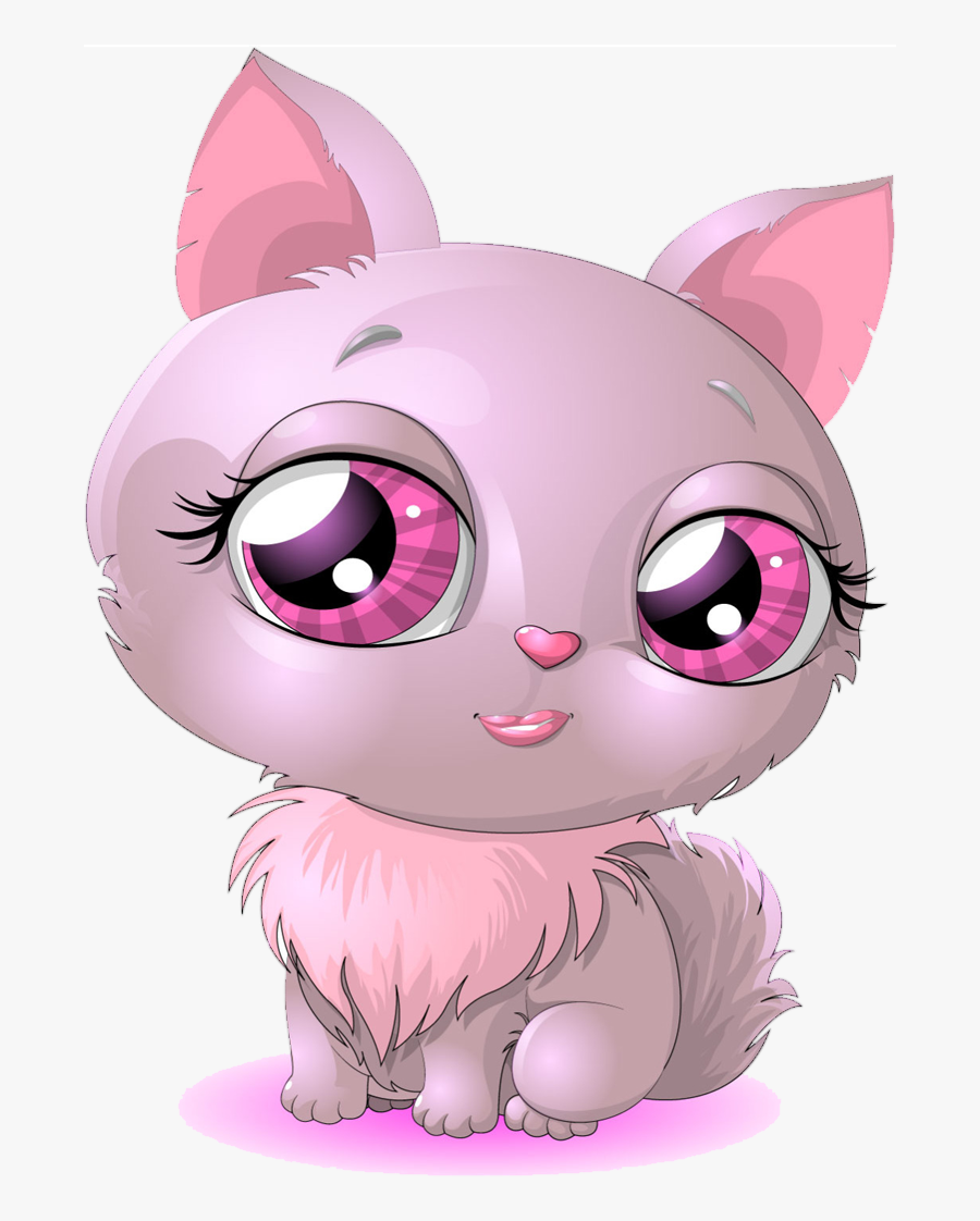 Transparent Kittens Png - Cute Pink Cat Cartoon, Transparent Clipart