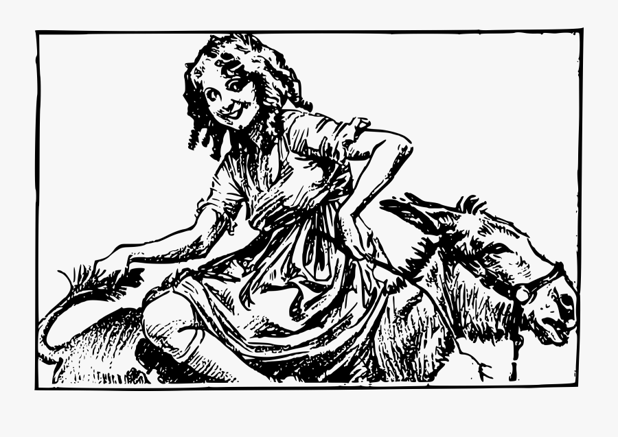 Lady On A Donkey Backwards Clip Arts - Woman Riding Donkey Backwards, Transparent Clipart