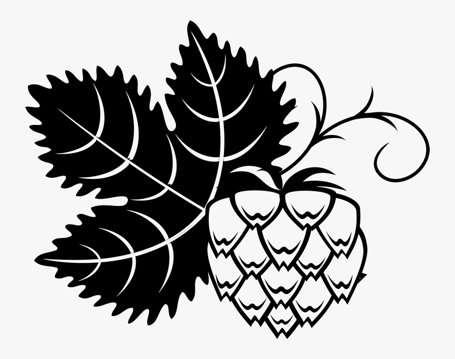 Banner Black And White Library Leafy Hops Rubber Stamp - Beer Icons, Transparent Clipart