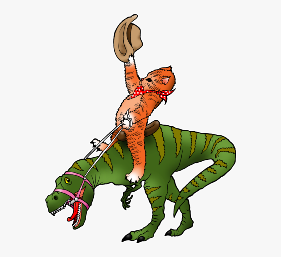 T Rex Rodeo Kitten By Yayzus - Tyrannosaurus, Transparent Clipart