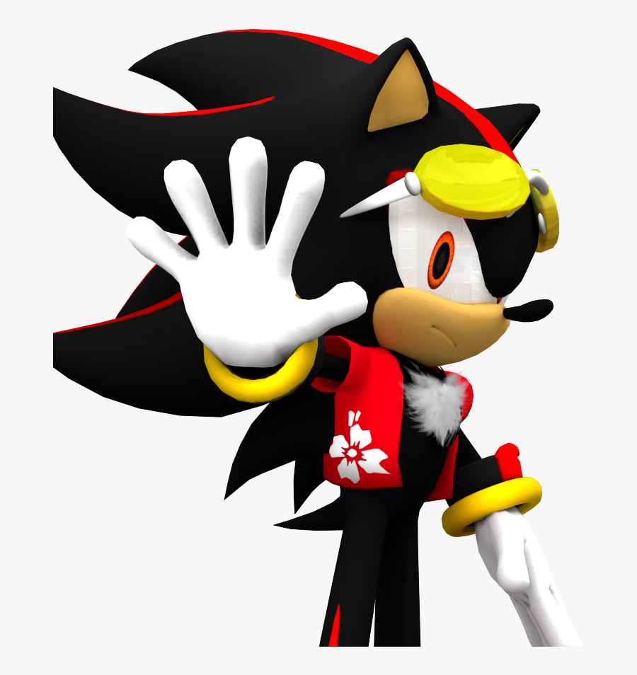 A Render Of Shadow In A Red Hawaiian T-shirt With Sunglasses - Shadow The Hedgehog Hawaiian Shirt, Transparent Clipart