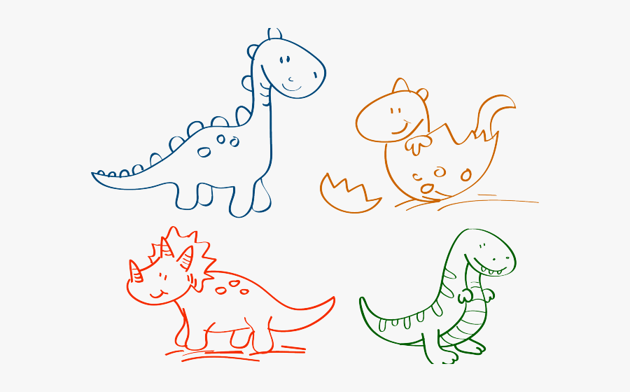 Cartoon Dinosaur Drawing Easy, Transparent Clipart