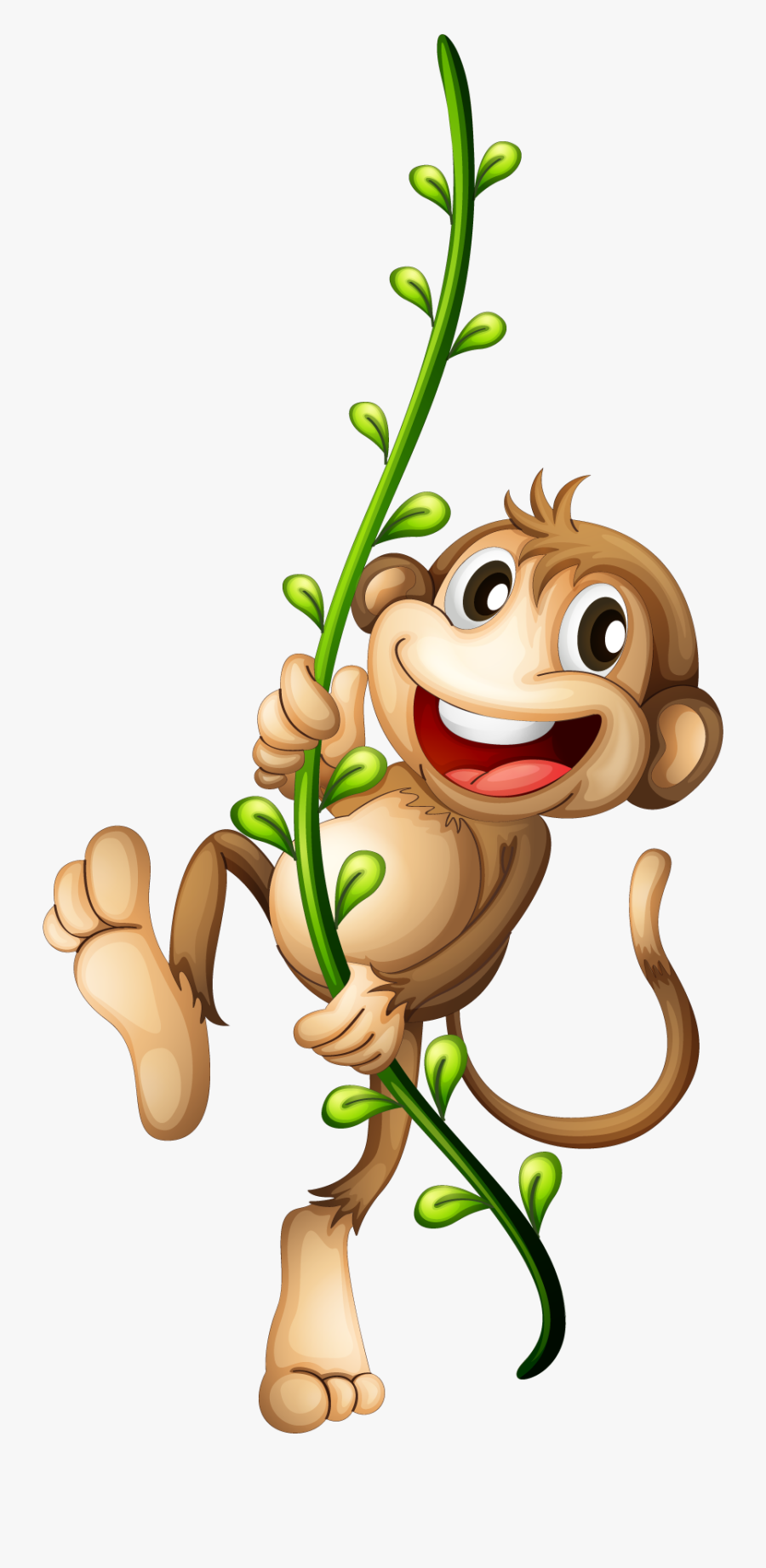Monkey Clipart Png Image - Monkey Hanging From A Vine , Free
