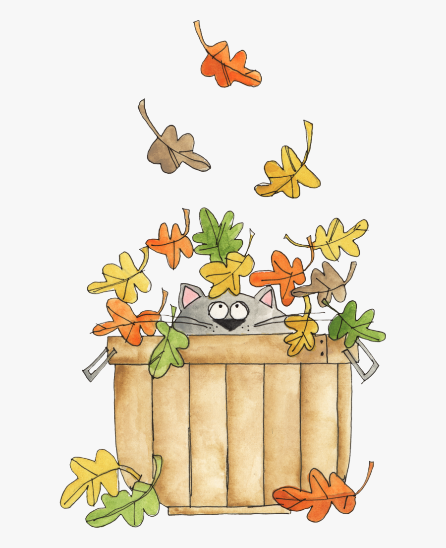 Fall Leaves Cat Clipart, Transparent Clipart