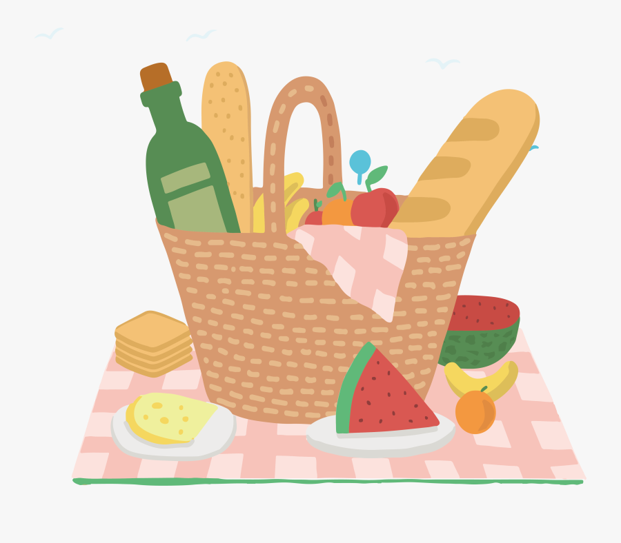 Barbecue Grill Picnic Baskets - Cartoon Picnic Basket Png, Transparent Clipart