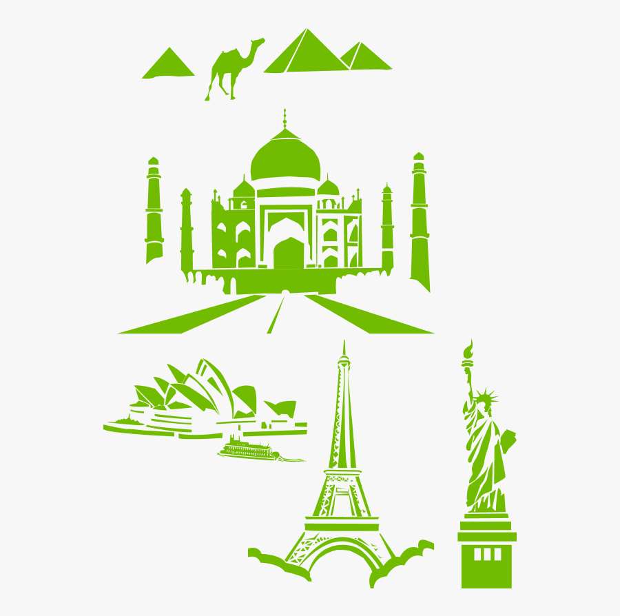 World Landmarks Egipt Paris Sydney Ny Taj Mahal - Taj Mahal Clipart Png, Transparent Clipart
