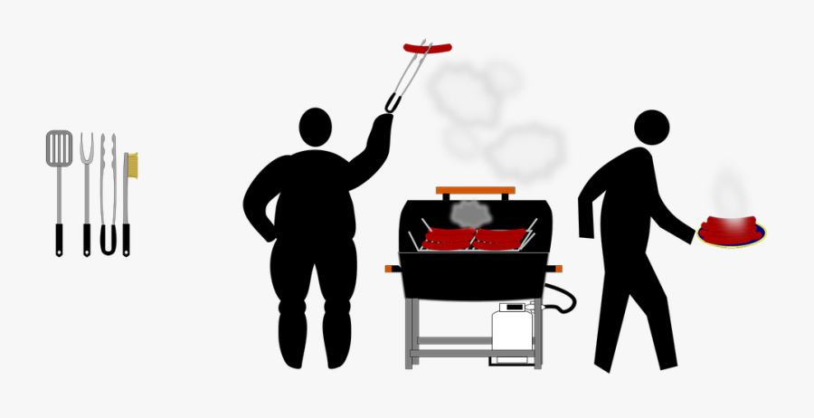Transparent Grill Clipart Png - Bbq Cook Silhouette, Transparent Clipart