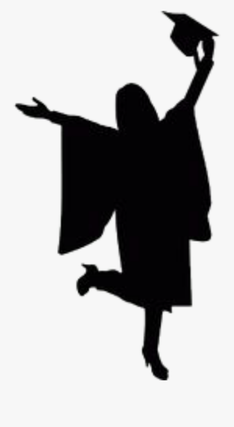 #graduation - Black Silhouette Of A Graduate Jumping , Free Transparent