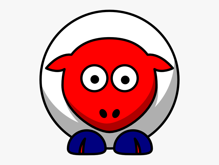 Sheep Looking Straight White With Red Face And Red - Fat Cartoon Sheep, Transparent Clipart