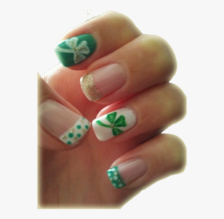 Clip Art Kiss Nails Art - Green And White Nail Art Design, Transparent Clipart