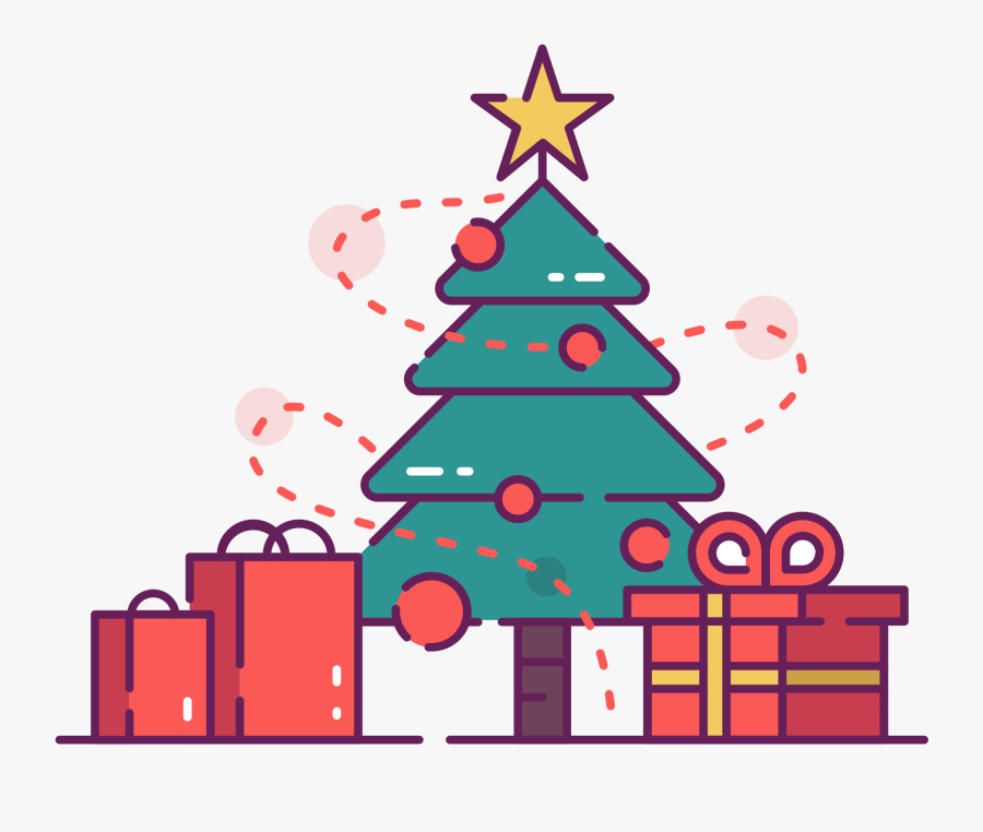 Christmas Tree With Presents Png, Transparent Clipart