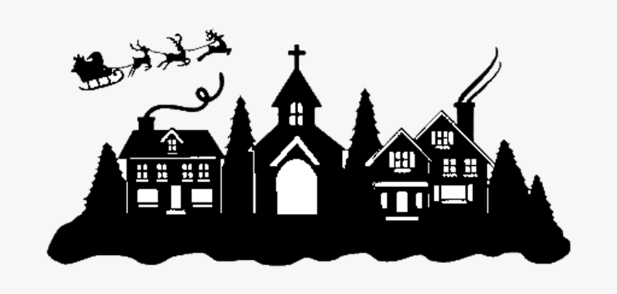 Christmas House Silhouette Png, Transparent Clipart