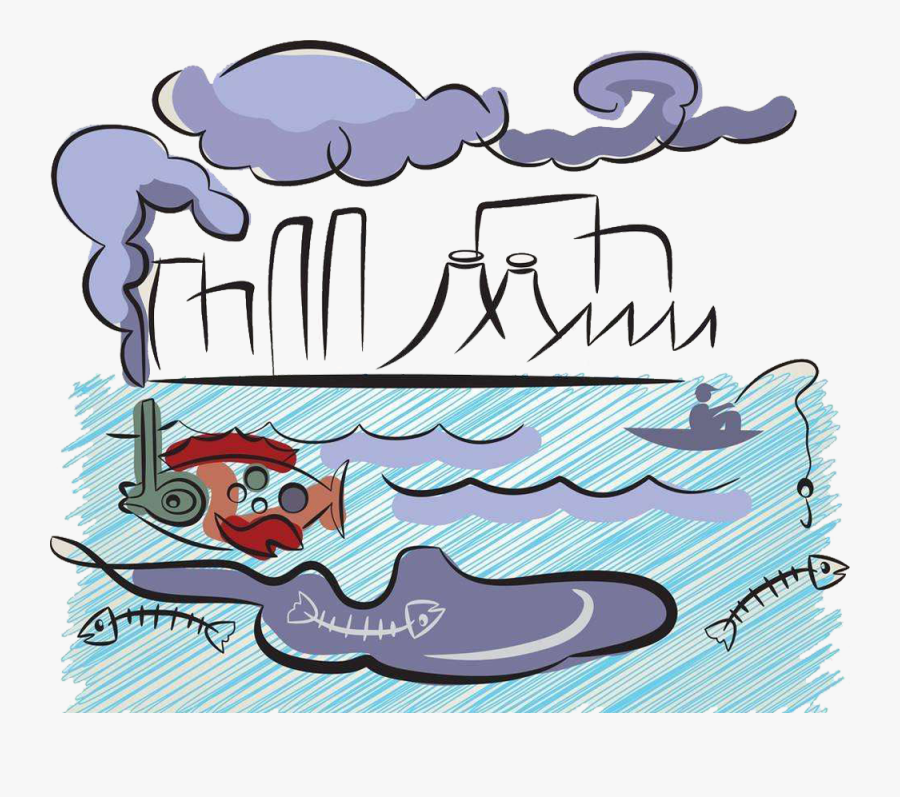 Water Pollution Clip Art - Cartoon Air And Water Pollution, Transparent Clipart