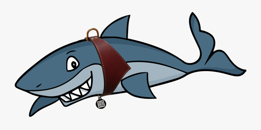 Sharky In His Shark Fin™ Leather Dog Collar - Transparent Background Shark Clipart, Transparent Clipart