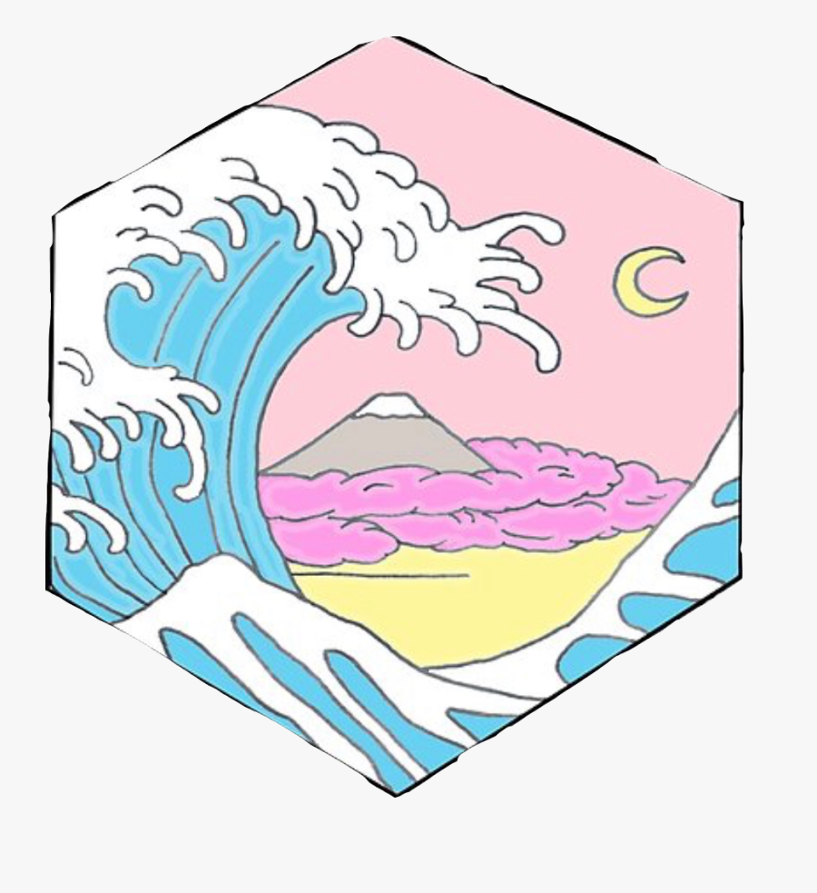 #pastel #vsco #aesthetic #wave #ocean #bluewater #pink - Aesthetics Vsco Wave Drawing, Transparent Clipart