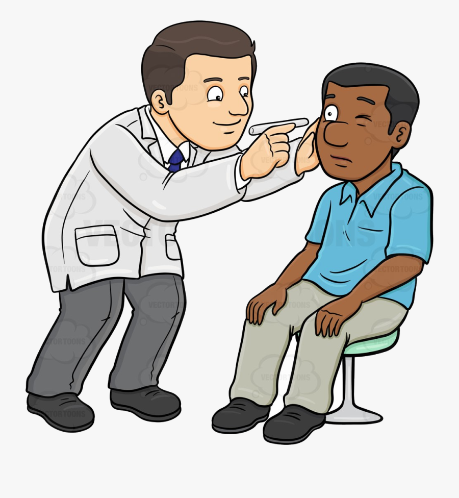 Doctor Black Patient Clipart Free Tideas Transparent - Doctor Check Eye Cartoon, Transparent Clipart