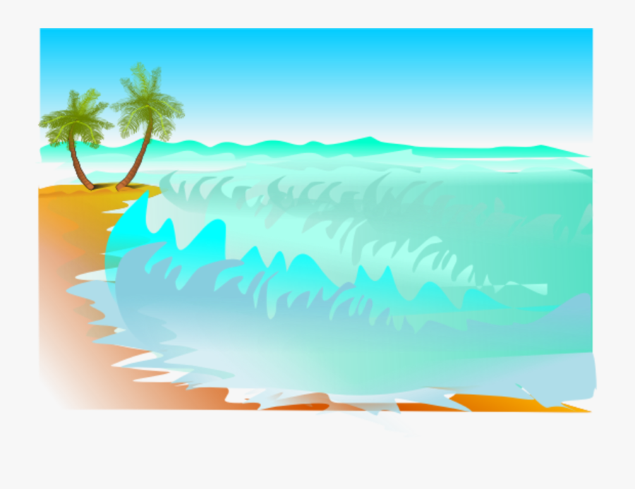 Turquoise,aqua,sky - Cartoon Beach With Wave, Transparent Clipart