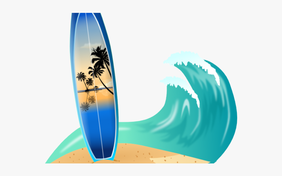 Surfboard With Wave Clipart, Transparent Clipart