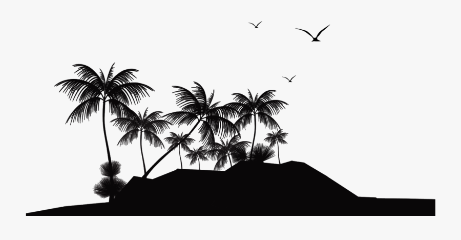 Silloutte Clipart Beach - Tropical Island Silhouette, Transparent Clipart