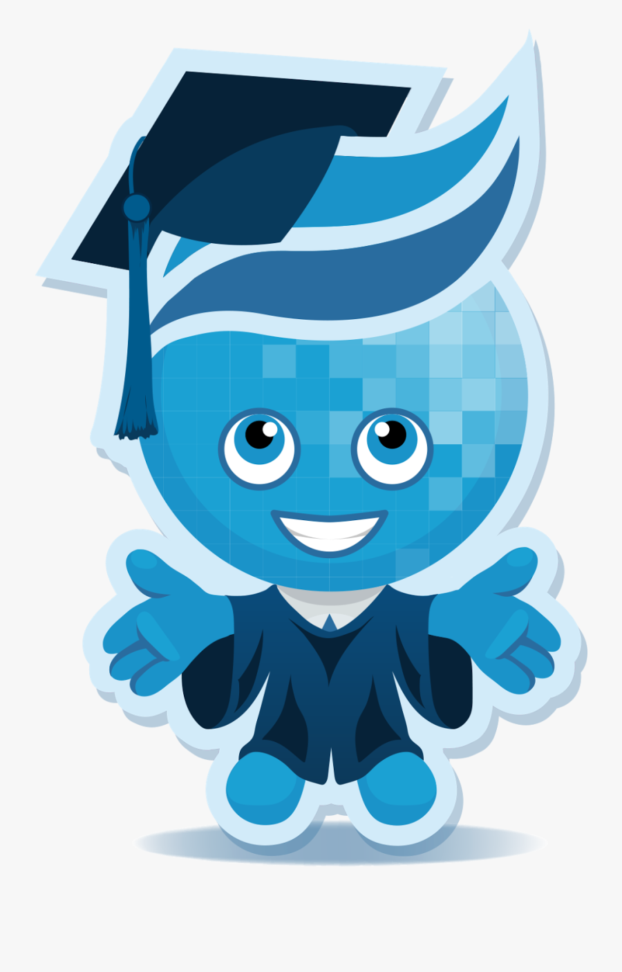 Image Of Rio Salado Mascot Splash In Cap And Gown - Rio Salado College Splash, Transparent Clipart