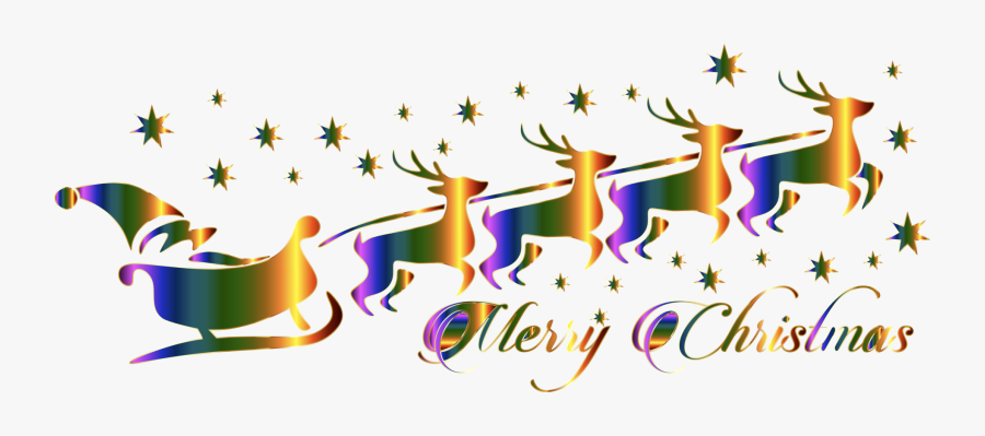 Antler,art,text - Santa With Reindeer Clipart, Transparent Clipart