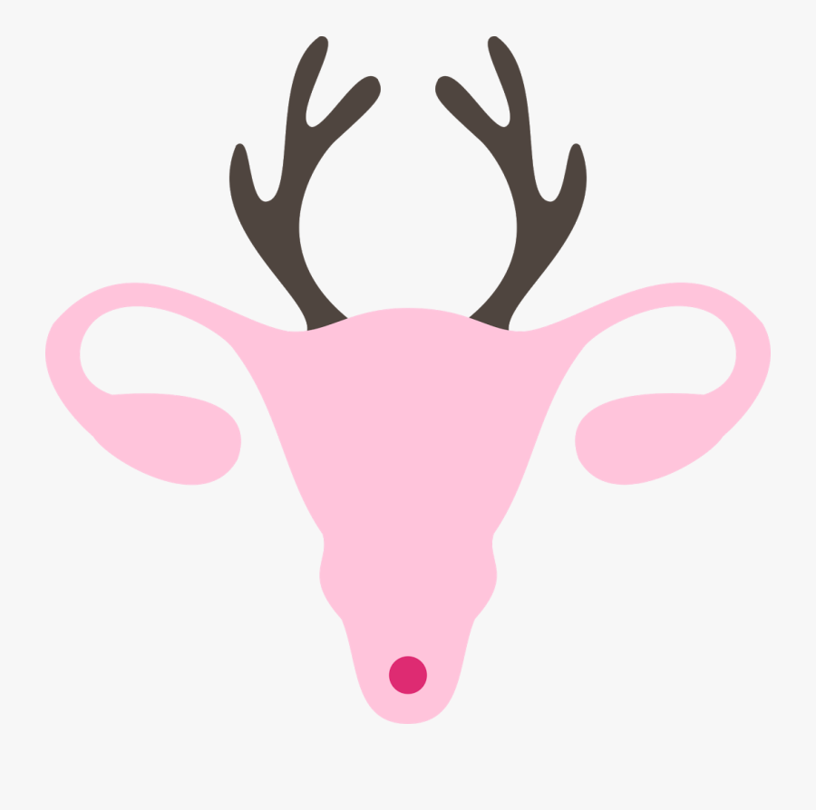 Reindeer Antler Snout Pink M Clip Art - Uterus Reindeer, Transparent Clipart
