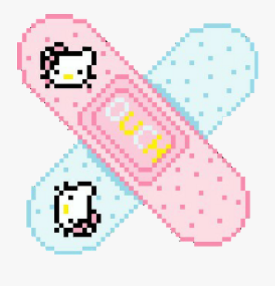 #band-aid #hellokitty #cute #kawaii #anime #blue #pinky - Pixel Art Kawaii Png, Transparent Clipart