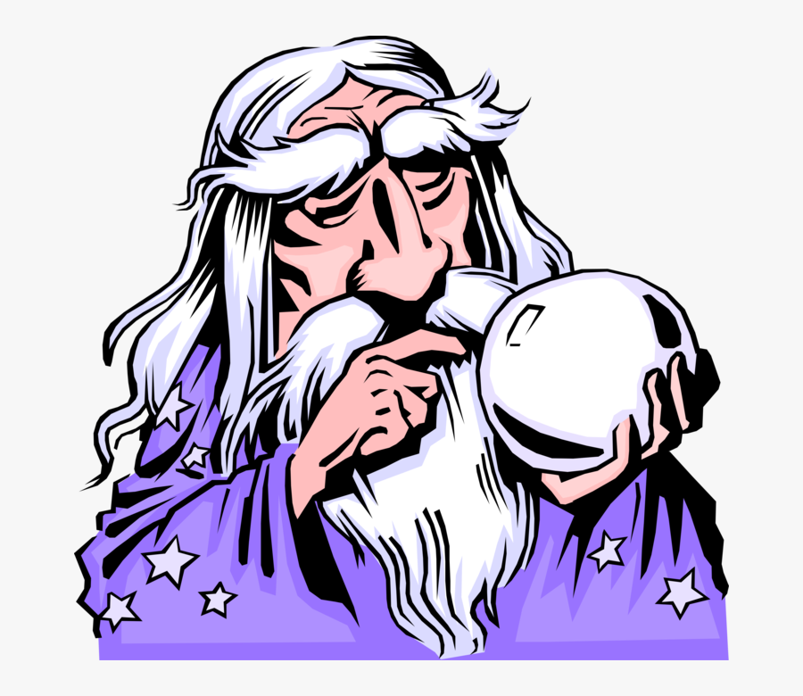 Vector Illustration Of Merlin The Magician With Crystal - Crystal Ball Wizard Gif, Transparent Clipart