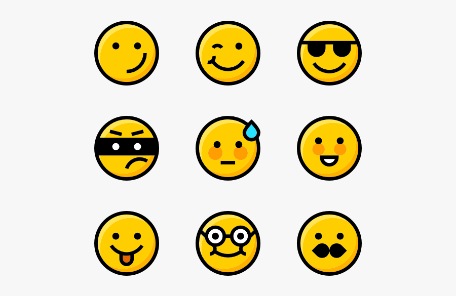 Clip Art Free Emoji Icons - Emoji Black And White Png, Transparent Clipart