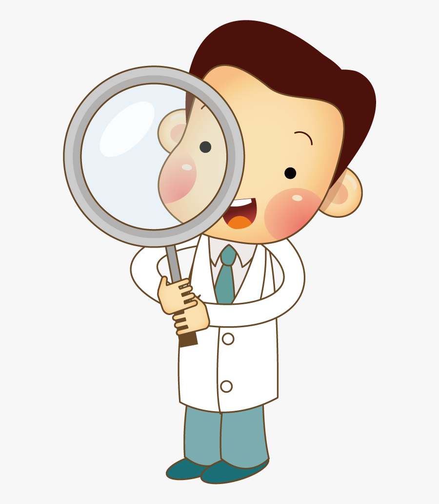 Cartoon Physician Clip Art - Cartoon Doctor Magnifying Glass, Transparent Clipart