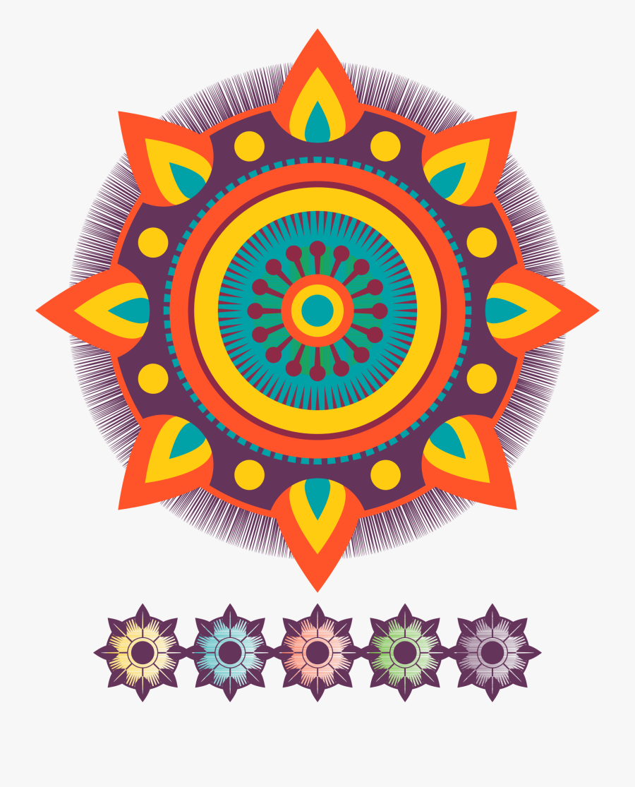 Mandala Simple Blue Orange, Transparent Clipart