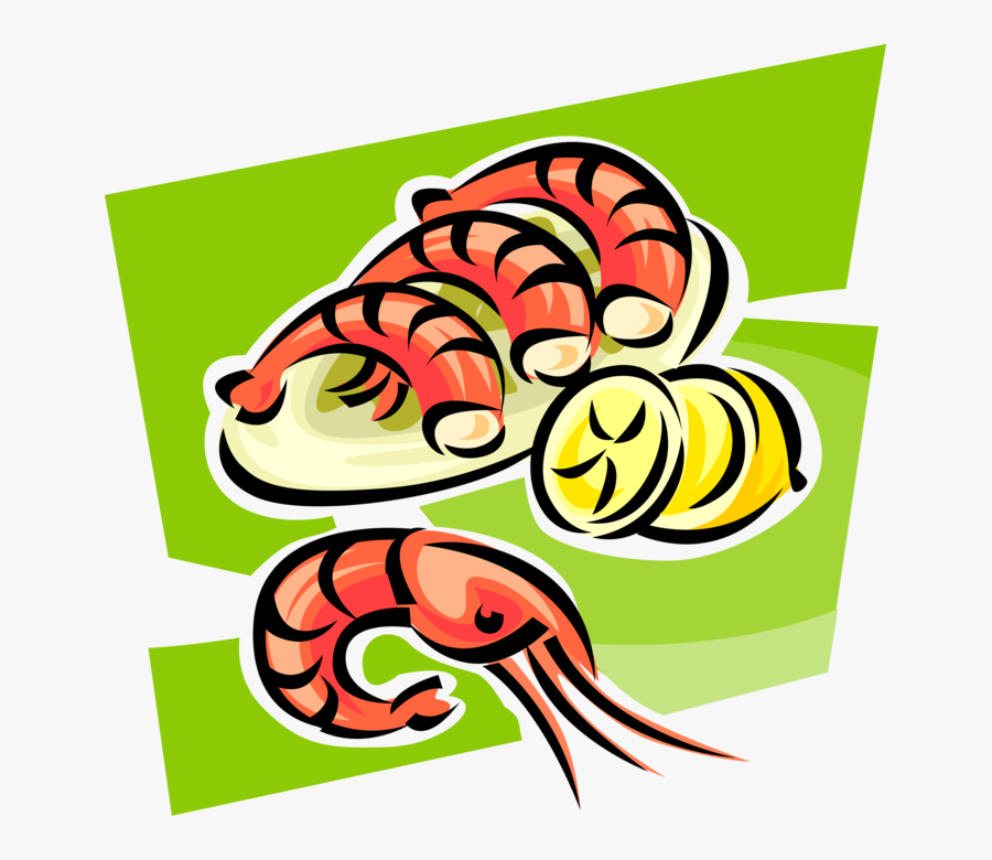 Vector Illustration Of Decapod Marine Crustacean Prawn, Transparent Clipart