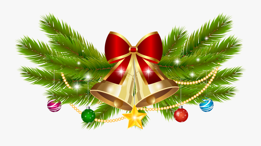 Christmas Bell Decoration Png Clip Art Image - Christmas Bell With Ribbon Png, Transparent Clipart