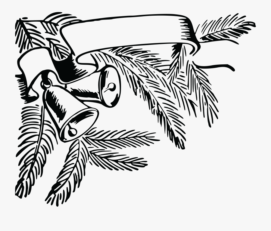 Free Clipart Of A Banner And Christmas Bells - Christmas Bells Clipart Black And White, Transparent Clipart